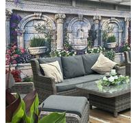 Mural Gardens Roman Pillars Stone Wall Garden Mural Curtain Waterproof Outdoor Tapestry Classical Architecture Wall Art Patio W300Cm H180Cm