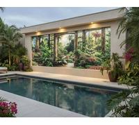 Mural Gardens Tropical Window View Garden Mural Curtain Waterproof Outdoor Tapestry Gazebo Hot Tub Patio Fence Wall Art W500Cm H180Cm
