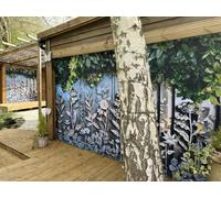 Mural Gardens Ultra HD Large width 360cm Waterproof Tapestry 3d Backdrop - Metallic Floral Fence Curtain Panel Design , Premium 160gsm Polyester - Privacy Screen