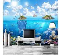 Mural Island Underwater World Seascape 3D Photo Mural Home Decoration Living Room Bedroom Sticker