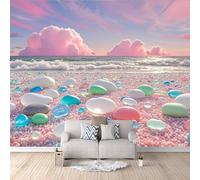 Mural Large Colorful Stones, Tapete 3D Beach Rock Tv Background Wall Quick Home Refresh Realistic 3D Look Safe for Kids Room 450X315Cm