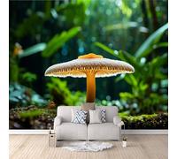 Mural Large Fantasy Forest, Jazzy Wallpaper Fantasy Mushrooms 450x315cm 3D Optical Illusion Decorative Wall Panels Modern Photomurals Walls Art Easy Apply for Home Bedroom