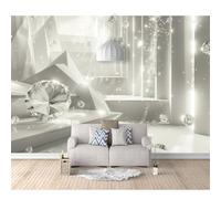Mural Panoramic 3D Self-Adhesive Wallpaper Modern Geometric Diamond White Sparkles 100x70cm Living Room Bedroom Tv Background Wall Hd Printing Custom Tapestry Photo Poster