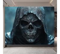 Mural Photo Grim Reaper Skull 250x175cm, Gothic Durable Wallpaper, Dark Theme Wall Decor, Contact Paper for Bedroom Bathroom Kitchen Cabinet Renter Friendly