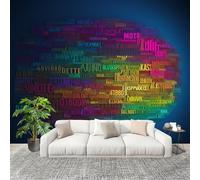 Mural Photo Wallpaper 300x210cm Modern Text and Graphic Non-Woven Mural Poster TV Background Decoration Colorful for Corridor Living Room Bedroom Home Renovation