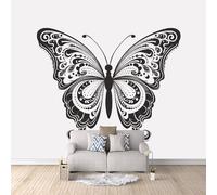 Mural Photo Wallpaper 3D Black and White Butterfly Non-Woven Premium Art Print Wall Minimalist Art Mural Home Bedroom Living Room Poster Decoration-200x140cm