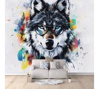 Mural Photo Wallpaper 3D Color Wolf Non-Woven Premium Art Print Wall Abstract Graffiti Mural Home Bedroom Living Room Poster Decoration-400x280cm