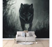Mural Photo Wallpaper 3D Gray Lone Wolf Non-Woven Premium Art Print Wall Wolf King Mural Home Bedroom Living Room Poster Decoration-200x140cm