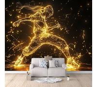 Mural Photo Wallpaper 3D Hip-Hop Girl Non-Woven Premium Art Print Wall Glowing Lines Mural Home Bedroom Living Room Poster Decoration-100x70cm