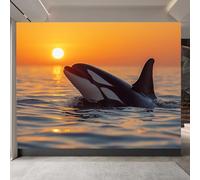 Mural Photo Wallpaper 3D Killer Whale, Underwater World Non-Woven Premium Art Print Wall, Marine Life Mural Home Bedroom Living Room Poster Decoration-500cm Wide x 280cm Height