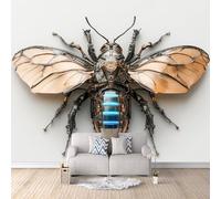 Mural Photo Wallpaper 3D Mechanical Bee Non-Woven Premium Art Print Wall Simplicity Mural Home Bedroom Living Room Poster Decoration-200x140cm