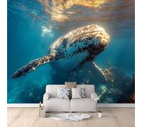Mural Photo Wallpaper 3D Ocean Non-Woven Premium Art Print Wall Whale Mural Home Bedroom Living Room Poster Decoration-400x280cm