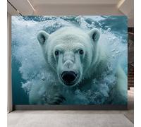 Mural Photo Wallpaper 3D Polar Bear, Underwater Scene Non-Woven Premium Art Print Wall, Ocean Mural Home Bedroom Living Room Poster Decoration-300cm Wide x 256cm Height