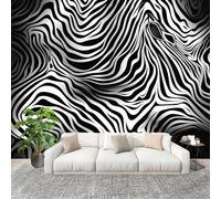 Mural Photo Wallpaper 400x280cm Abstract Animals Zebra Stripes Non-Woven Mural Poster TV Background Decoration Black and White for Corridor Living Room Bedroom Home Renovation