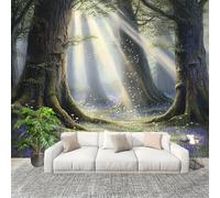Mural Photo Wallpaper 400x280cm Fantasy Misty Jungle Non-Woven Mural Poster TV Background Decoration Green for Corridor Living Room Bedroom Home Renovation