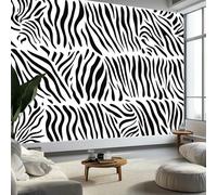 Mural Photo Wallpaper Animal Print Zebra Print Backdrop Wall Interior Decor Wallpaper 3D Panel Wall 250x175 cm Bathroom Restaurant Hall Living Room Hallway, Black and White