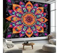 Mural Photo Wallpaper Bohemian Mandala Backdrop Wall Interior Decor Wallpaper 3D Panel Wall 400x280 cm Bathroom Restaurant Hall Living Room Hallway, Black
