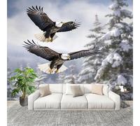 Mural Stick Wallpaper Poster Decoration 200x140cm Jungle Animals Bald Eagle Sea Eagle Non-Woven Anti-Wrinkle Wall Mural Wall White Murale for Kitchen Living Room Bedroom Decoration