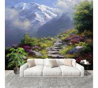 Mural Stick Wallpaper Poster Decoration 200x140cm Mountain Jungle Stone Road Non-Woven Premium Anti-Wrinkle Wall Mural Wall Green Murale for Kitchen Living Room Bedroom Decoration