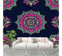 Mural Stick Wallpaper Poster Decoration 250x175cm Gorgeous Mandala Non-Woven Premium Anti-Wrinkle Wall Mural Wall Dark Murale for Kitchen Living Room Bedroom Decoration
