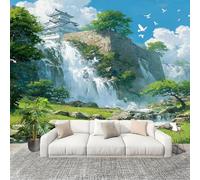 Mural Stick Wallpaper Poster Decoration 250x175cm Landscape Retro Architecture Non-Woven Anti-Wrinkle Wall Mural Wall Blue Murale for Kitchen Living Room Bedroom Decoration