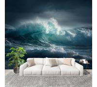 Mural Stick Wallpaper Poster Decoration 250x175cm Ocean Giant Wave Pattern Non-Woven Anti-Wrinkle Wall Mural Wall Blue Murale for Kitchen Living Room Bedroom Decoration
