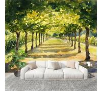Mural Stick Wallpaper Poster Decoration 250x175cm Pastoral Summer Grapes Non-Woven Premium Anti-Wrinkle Wall Mural Wall Green Murale for Kitchen Living Room Bedroom Decoration