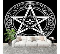 Mural Stick Wallpaper Poster Decoration 250x175cm Retro Style Five-Pointed Star Symbolic Pattern Non-Woven Anti-Wrinkle Wall Mural Wall Black Murale for Kitchen Living Room Bedroom Decoration