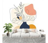 Mural Stick Wallpaper Poster Decoration 260x175cm Abstract Floral Pattern Non-Woven Premium Anti-Wrinkle Wall Mural Wall White Murale for Kitchen Living Room Bedroom Decoration