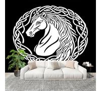 Mural Stick Wallpaper Poster Decoration 300x210cm Fantasy Animal Horse Pattern Non-Woven Premium Anti-Wrinkle Wall Mural Wall Black Murale for Kitchen Living Room Bedroom Decoration