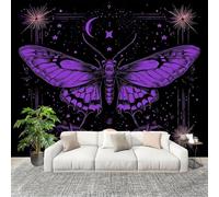 Mural Stick Wallpaper Poster Decoration 300x210cm Fantasy Butterfly Starry Sky Non-Woven Premium Anti-Wrinkle Wall Mural Wall Black Murale for Kitchen Living Room Bedroom Decoration