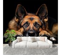 Mural Stick Wallpaper Poster Decoration 300x210cm German Shepherd Non-Woven Premium Anti-Wrinkle Wall Mural Wall Black Murale for Kitchen Living Room Bedroom Decoration