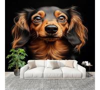 Mural Stick Wallpaper Poster Decoration 350x256cm Animal Long-Haired Dachshund Non-Woven Premium Anti-Wrinkle Wall Mural Wall Black Murale for Kitchen Living Room Bedroom Decoration