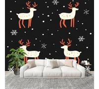 Mural Stick Wallpaper Poster Decoration 350x256cm Animal Reindeer Print Non-Woven Premium Anti-Wrinkle Wall Mural Wall Black Murale for Kitchen Living Room Bedroom Decoration