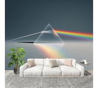 Mural Stick Wallpaper Poster Decoration 350x256cm Modern Prism Rainbow Pattern Non-Woven Anti-Wrinkle Wall Mural Wall Grey Murale for Kitchen Living Room Bedroom Decoration
