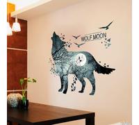 Mural Stickers 3D Wall Stickers,Cool and Handsome Creative Wolf Style Wall Decal, Self-Adhesive Mural Stickers On Dormitory Walls, Hotel Wall Decoration