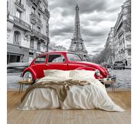 Mural - Wall Mural 200 x 140 cm Non-Woven Premium Art Print Fleece Photo Wallpaper Decoration Poster Picture Design Paris Streets Romantic Eiffel Tower Wallpaper for Office Home Decoration