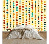 Mural - Wall Mural 250 x 175 cm Beige Non-Woven Premium Art Print Fleece Photo Wallpaper Decoration Poster Picture Design Vintage Polka Dot Wallpaper for Office Home Decoration