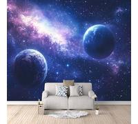 Mural Wall Paper Planet Universe 3D Printed Vibrant Colours Galaxy Photo Wallpaper 300x210 cm Non-Woven Fabric Easy to Install for Living Room Kitchen Interior Bedroom Accessories