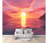 Mural Wall Paper Sunset Sky 3D Printed Vibrant Colours Landscape Photo Wallpaper 500x280 cm Non-Woven Fabric Easy to Install for Living Room Kitchen Interior Bedroom Accessories