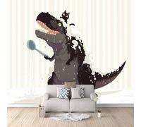 Mural Wallpaper 3D Dinosaur Taking A Bath Non-Woven Premium Art Print Wall Cartoon Mural Home Bedroom Living Room Poster Decoration-500x280cm