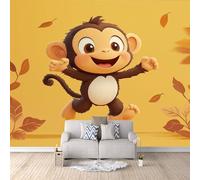 Mural Wallpaper 3D Monkey Cartoon Non-Woven Premium Art Print Wall Childlike Fun and Healing Mural Home Bedroom Living Room Poster Decoration-500x280cm