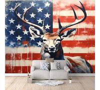 Mural Wallpaper 3D National Flag Elements Non-Woven Premium Art Print Wall Portrait of A Deer Mural Home Bedroom Living Room Poster Decoration-150x105cm