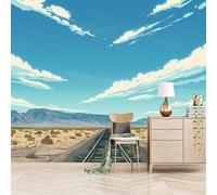 Mural Wallpaper 3D Railway Tracks Under The Sky Non-Woven Premium Art Print Wall Cloud Cartoon Mural Home Bedroom Living Room Poster Decoration-500x280cm