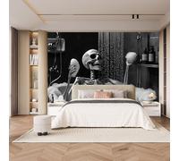 Mural Wallpaper 3D Skeleton Taking A Bath Non-Woven Premium Art Print Wall Black and White Mural Home Bedroom Living Room Poster Decoration-250x175cm