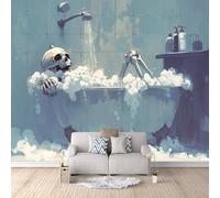 Mural Wallpaper 3D Skeleton Taking A Bath Non-Woven Premium Art Print Wall Fear Mural Home Bedroom Living Room Poster Decoration-150x105cm