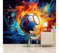 Mural Wallpaper 3D Soccer Ball Pattern 274x203cm,Abstract Art Design Silk Cloth Decor Wallpaper for Study Room Hotels Offices(Not Self Adhesive)