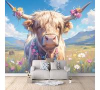 Mural Wallpaper 3D Yak Flowers Non-Woven Premium Art Print Wall Painting Mural Home Bedroom Living Room Poster Decoration-350x256cm