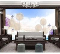 Mural Wallpaper Abstract Blue Sky White Clouds Wallpaper 3D Effect Murals for Bedroom and Living Room Wall Decoration -KX34477, 430x300cm