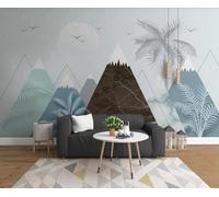 Mural Wallpaper Abstract Geometry of Tropical Plants Wallpaper 3D Effect Murals for Bedroom and Living Room Wall Decoration -KX14898, 300x210cm